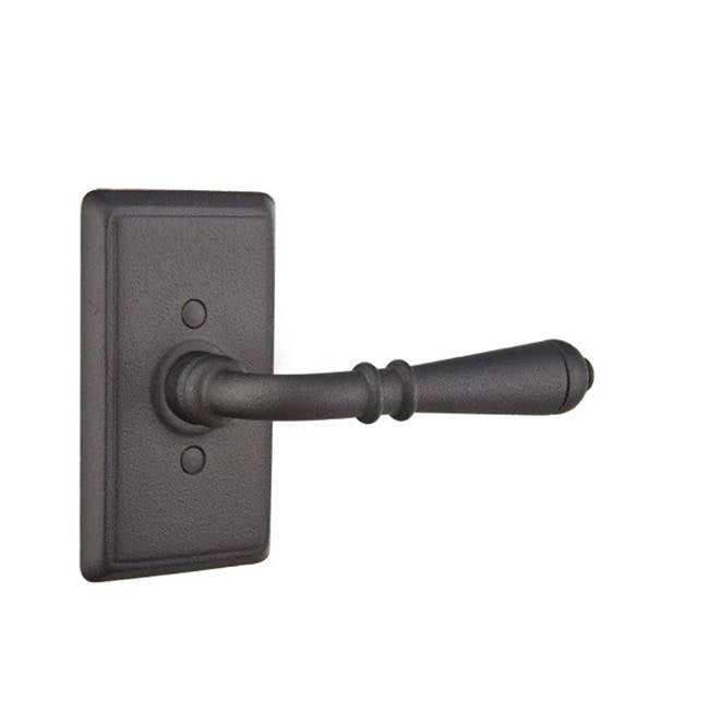 Emtek - Passage, Wrought Steel No.3 Rosette, Normandy Lever, LH, FBS - Flat Black Steel