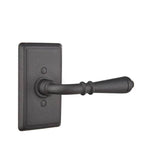 Emtek - Privacy, Wrought Steel No.3 Rosette, Normandy Lever, RH, FBS - Flat Black Steel
