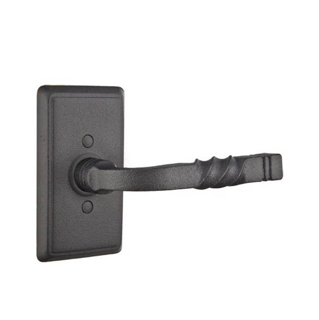 Emtek - Passage, Wrought Steel No.3 Rosette, San Carlos Lever, RH, FBS - Flat Black Steel