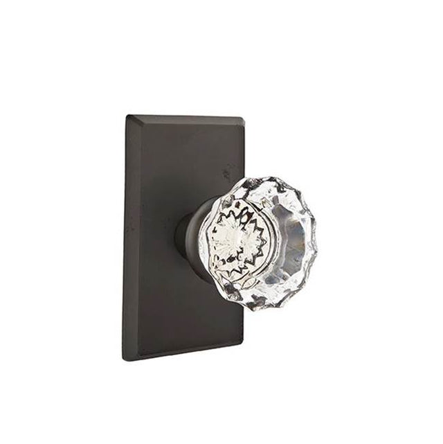 Emtek - Passage, No.3 Rosette, Astoria Clear Knob, FB - Flat Black Bronze Patina