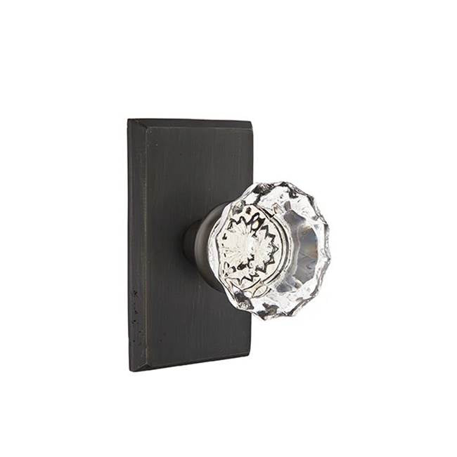 Emtek - Concealed, Privacy, No.3 Rosette, Astoria Clear Knob, MB - Medium Bronze Patina