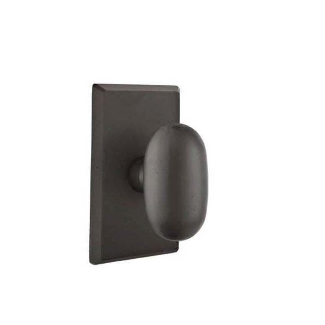 Emtek - Concealed, Passage, No.3 Rosette, Bronze Egg Knob, FB - Flat Black Bronze Patina