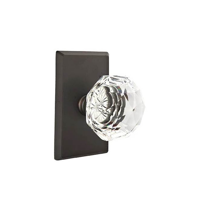 Emtek - Privacy, No.3 Rosette, Diamond Crystal Knob, FB - Flat Black Bronze Patina