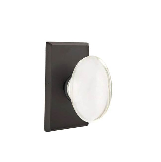 Emtek - Concealed, Privacy, No.3 Rosette, Hampton Knob, FB - Flat Black Bronze Patina