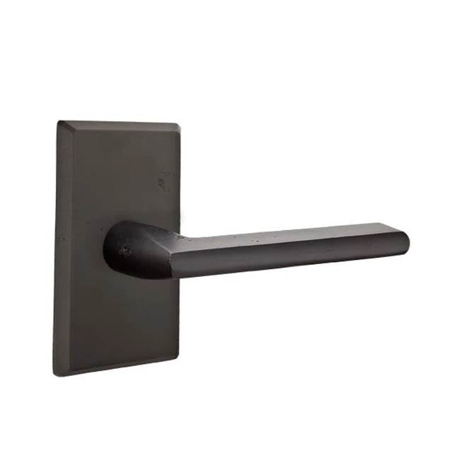 Emtek - Concealed, Privacy, No.3 Rosette, Lariat Lever, FB - Flat Black Bronze Patina