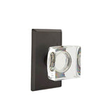 Emtek - Passage, No.3 Rosette, Modern Square Crystal Knob, FB - Flat Black Bronze Patina