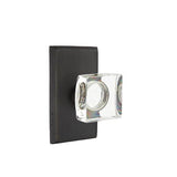 Emtek - Concealed, Privacy, No.3 Rosette, Modern Square Crystal Knob, MB - Medium Bronze Patina