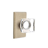 Emtek - Concealed, Privacy, No.3 Rosette, Modern Square Crystal Knob, TWB - Tumbled White Bronze