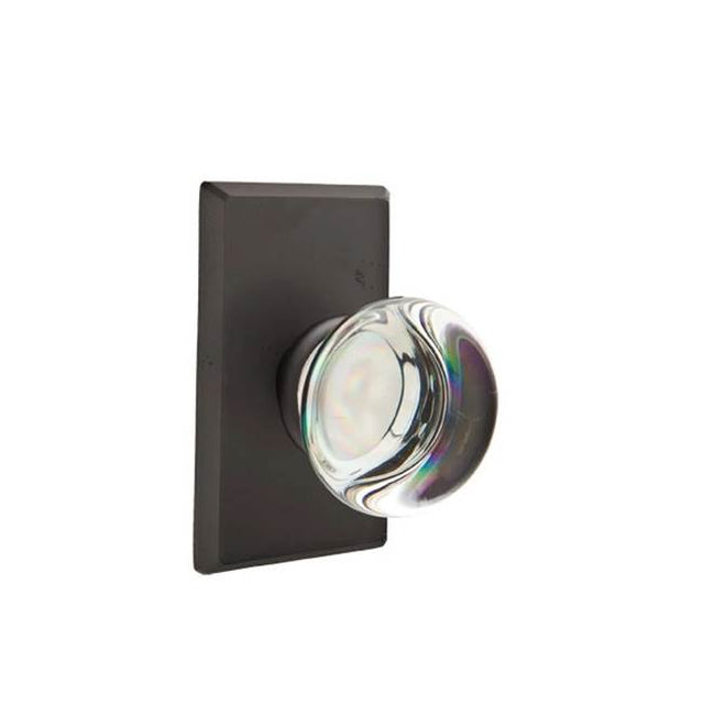 Emtek - Concealed, Privacy, No.3 Rosette, Providence Crystal Knob, FB - Flat Black Bronze Patina