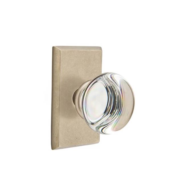 Emtek - Concealed, Privacy, No.3 Rosette, Providence Crystal Knob, TWB - Tumbled White Bronze