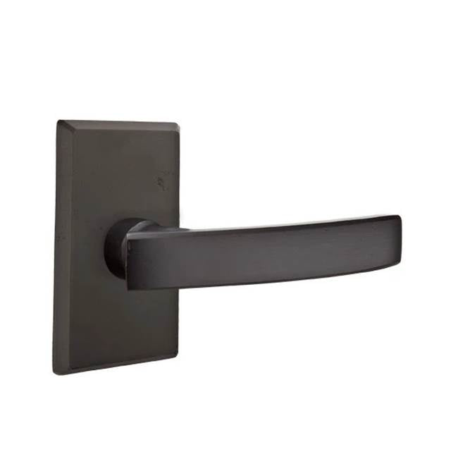 Emtek - Passage, No.3 Rosette, Yuma Lever, LH, FB - Flat Black Bronze Patina