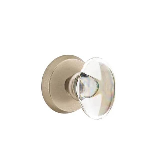 Emtek - Concealed, Passage, No.2 Rosette, Hampton Knob, TWB - Tumbled White Bronze