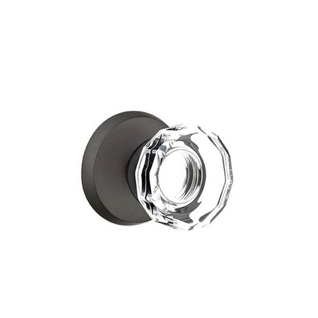 Emtek - Concealed, Privacy, No.2 Rosette, Lowell Crystal Knob, FB - Flat Black Bronze Patina