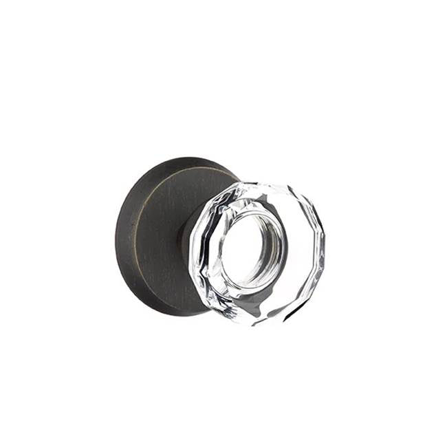 Emtek - Concealed, Passage, No.2 Rosette, Lowell Crystal Knob, MB - Medium Bronze Patina