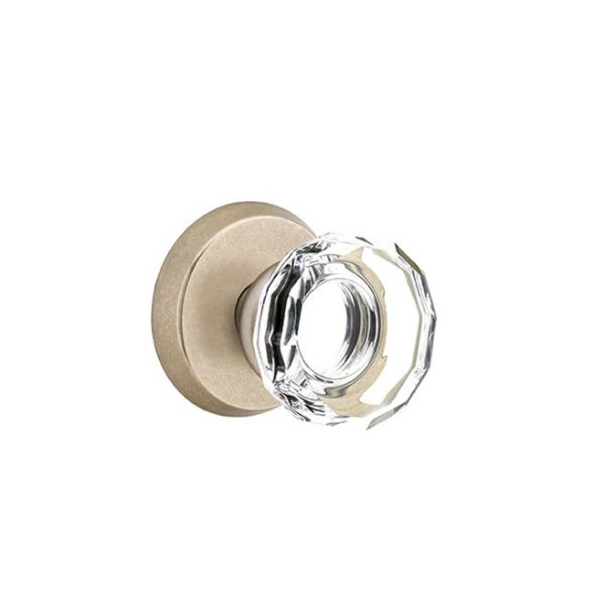 Emtek - Concealed, Privacy, No.2 Rosette, Lowell Crystal Knob, TWB - Tumbled White Bronze
