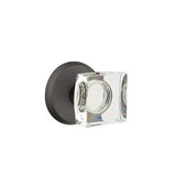 Emtek - Privacy, No.2 Rosette, Modern Square Crystal Knob, FB - Flat Black Bronze Patina