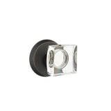 Emtek - Concealed, Privacy, No.2 Rosette, Modern Square Crystal Knob, MB - Medium Bronze Patina