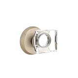 Emtek - Concealed, Privacy, No.2 Rosette, Modern Square Crystal Knob, TWB - Tumbled White Bronze