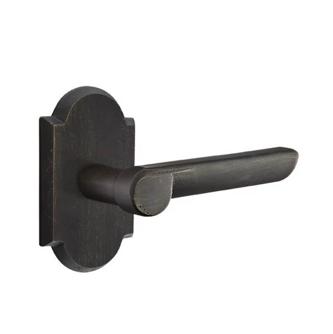Emtek - Privacy, No.1 Rosette, Aurora Lever, LH, MB - Medium Bronze Patina