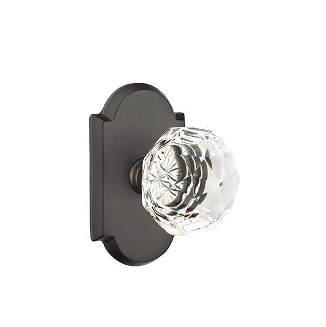 Emtek - Concealed, Passage, No.1 Rosette, Diamond Crystal Knob, FB - Flat Black Bronze Patina