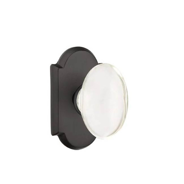 Emtek - Concealed, Privacy, No.1 Rosette, Hampton Knob, FB - Flat Black Bronze Patina