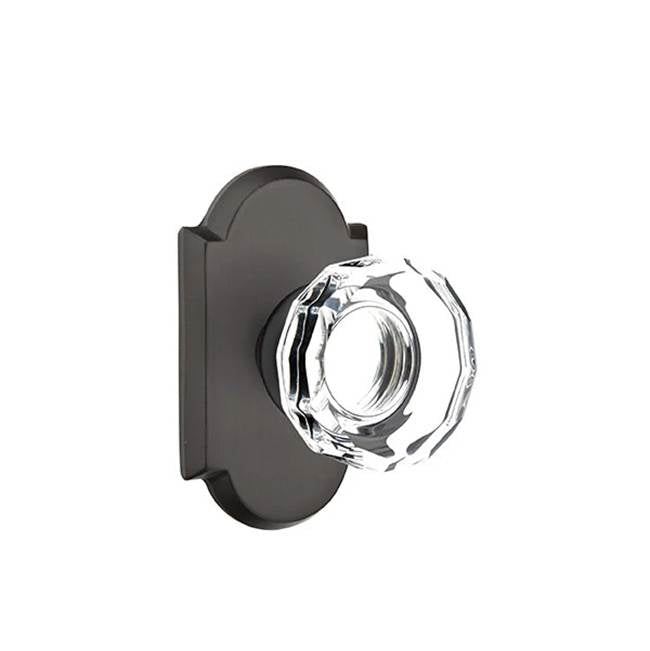 Emtek - Privacy, No.1 Rosette, Lowell Crystal Knob, FB - Flat Black Bronze Patina