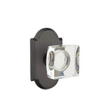 Emtek - Dummy, No.1 Rosette, Modern Square Crystal Knob, FB - Flat Black Bronze Patina