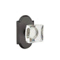 Emtek - Concealed, Passage, No.1 Rosette, Modern Square Crystal Knob, FB - Flat Black Bronze Patina