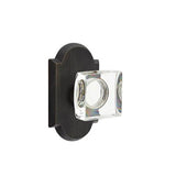 Emtek - Concealed, Passage, No.1 Rosette, Modern Square Crystal Knob, MB - Medium Bronze Patina