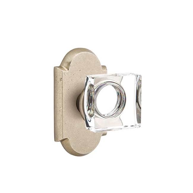 Emtek - Concealed, Passage, No.1 Rosette, Modern Square Crystal Knob, TWB - Tumbled White Bronze