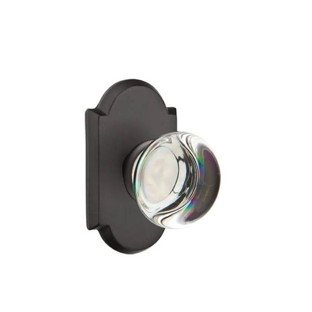Emtek - Concealed, Privacy, No.1 Rosette, Providence Crystal Knob, FB - Flat Black Bronze Patina