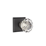 Emtek - Concealed, Privacy, No.6 Rosette, Astoria Clear Knob, FB - Flat Black Bronze Patina