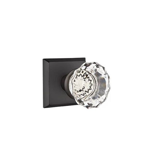 Emtek - Concealed, Privacy, No.6 Rosette, Astoria Clear Knob, FB - Flat Black Bronze Patina