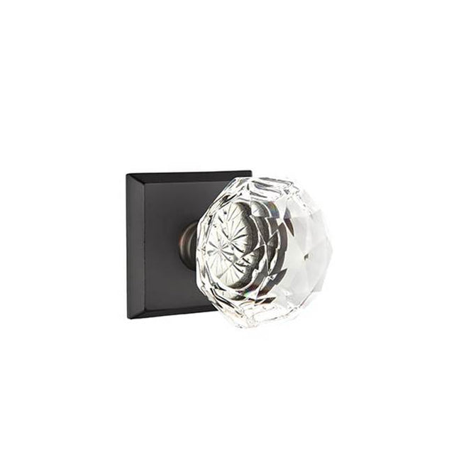 Emtek - Concealed, Passage, No.6 Rosette, Diamond Crystal Knob, FB - Flat Black Bronze Patina