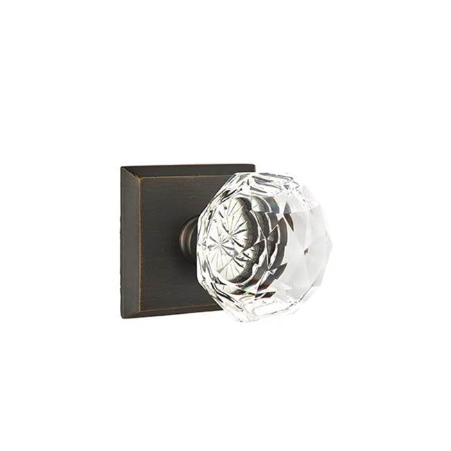 Emtek - Concealed, Passage, No.6 Rosette, Diamond Crystal Knob, MB - Medium Bronze Patina