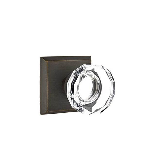 Emtek - Concealed, Passage, No.6 Rosette, Lowell Crystal Knob, MB - Medium Bronze Patina