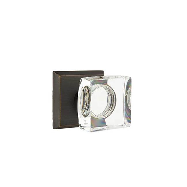 Emtek - Passage, No.6 Rosette, Modern Square Crystal Knob, MB - Medium Bronze Patina