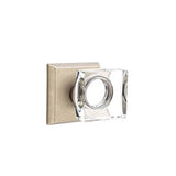 Emtek - Privacy, No.6 Rosette, Modern Square Crystal Knob, TWB - Tumbled White Bronze