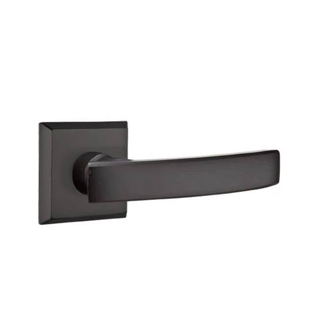 Emtek - Privacy, No.6 Rosette, Yuma Lever, LH, FB - Flat Black Bronze Patina