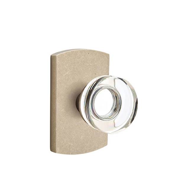 Emtek - Concealed, Privacy, No.4 Rosette, Modern Disc Crystal Knob, TWB - Tumbled White Bronze