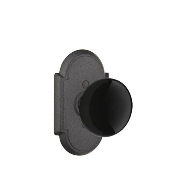 Emtek - Dummy, Wrought Steel No.1 Rosette, Madison Black Knob, FBS - Flat Black Steel