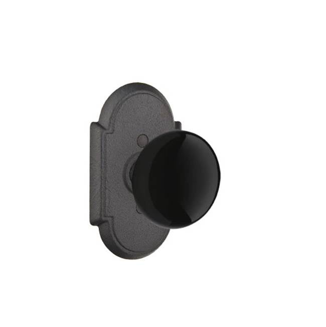 Emtek - Privacy, Wrought Steel No.1 Rosette, Madison Black Knob, FBS - Flat Black Steel