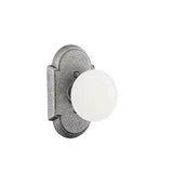 Emtek - Privacy, Wrought Steel No.1 Rosette, Madison Ivory Knob, SWS - Satin Steel