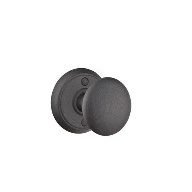 Emtek - Passage, Wrought Steel No.2 Rosette, Jamestown Knob, FBS - Flat Black Steel