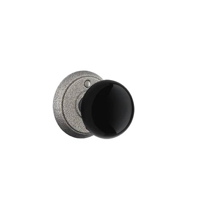 Emtek - Passage, Wrought Steel No.2 Rosette, Madison Black Knob, SWS - Satin Steel