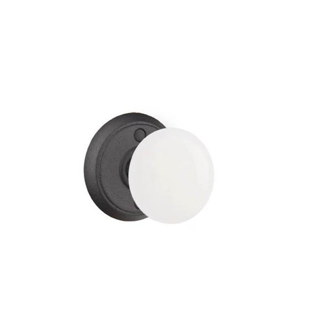 Emtek - Passage, Wrought Steel No.2 Rosette, Madison Ivory Knob, FBS - Flat Black Steel