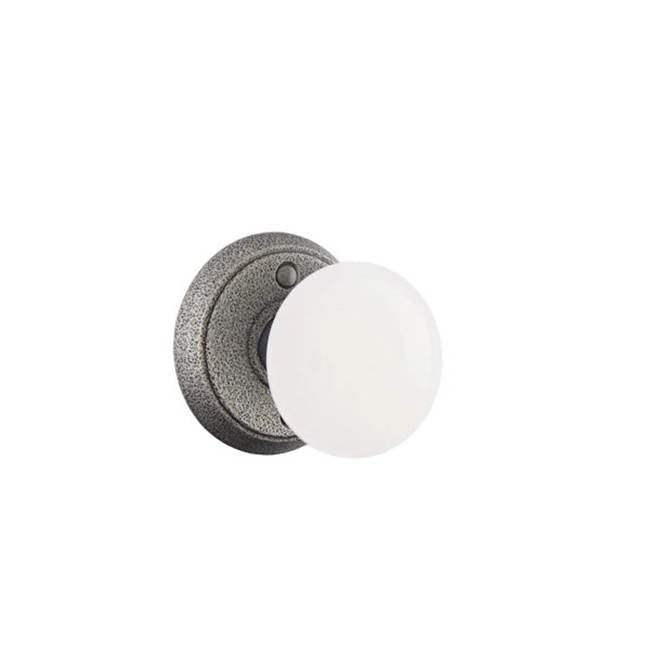 Emtek - Passage, Wrought Steel No.2 Rosette, Madison Ivory Knob, SWS - Satin Steel