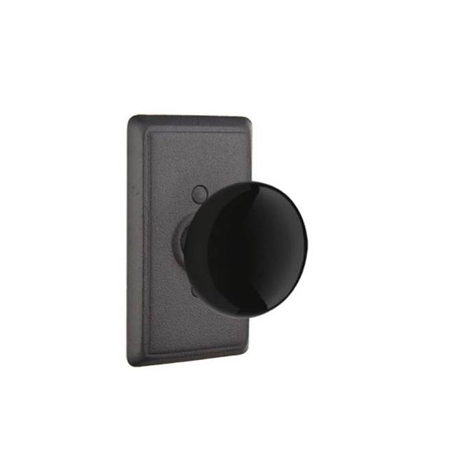 Emtek - Privacy, Wrought Steel No.3 Rosette, Madison Black Knob, FBS - Flat Black Steel