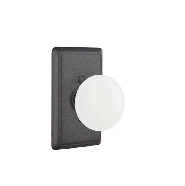 Emtek - Passage, Wrought Steel No.3 Rosette, Madison Ivory Knob, FBS - Flat Black Steel