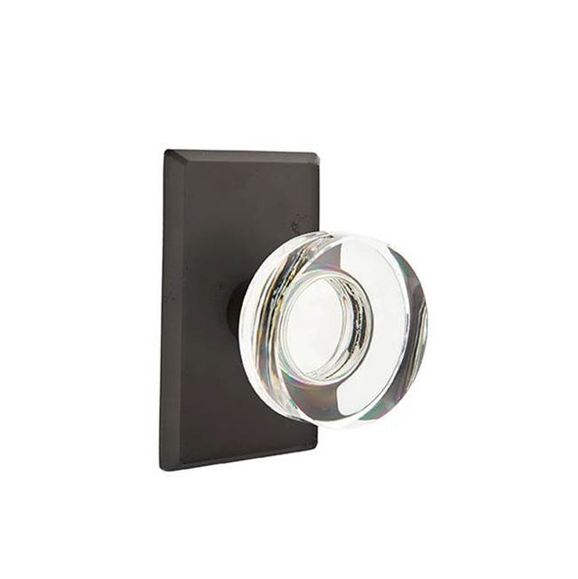 Emtek - Concealed, Passage, No.3 Rosette, Modern Disc Crystal Knob, FB - Flat Black Bronze Patina